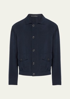 Giorgio Armani Men's Cupro Jacket with Flap Pockets