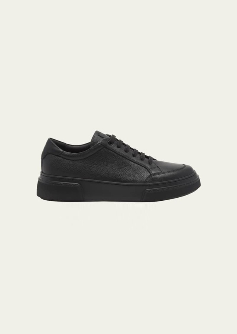 Giorgio Armani Men's Platform Leather Low-Top Sneakers