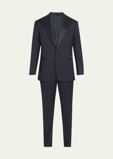 Giorgio Armani Men's Silk-Lapel Micro-Pattern Suit
