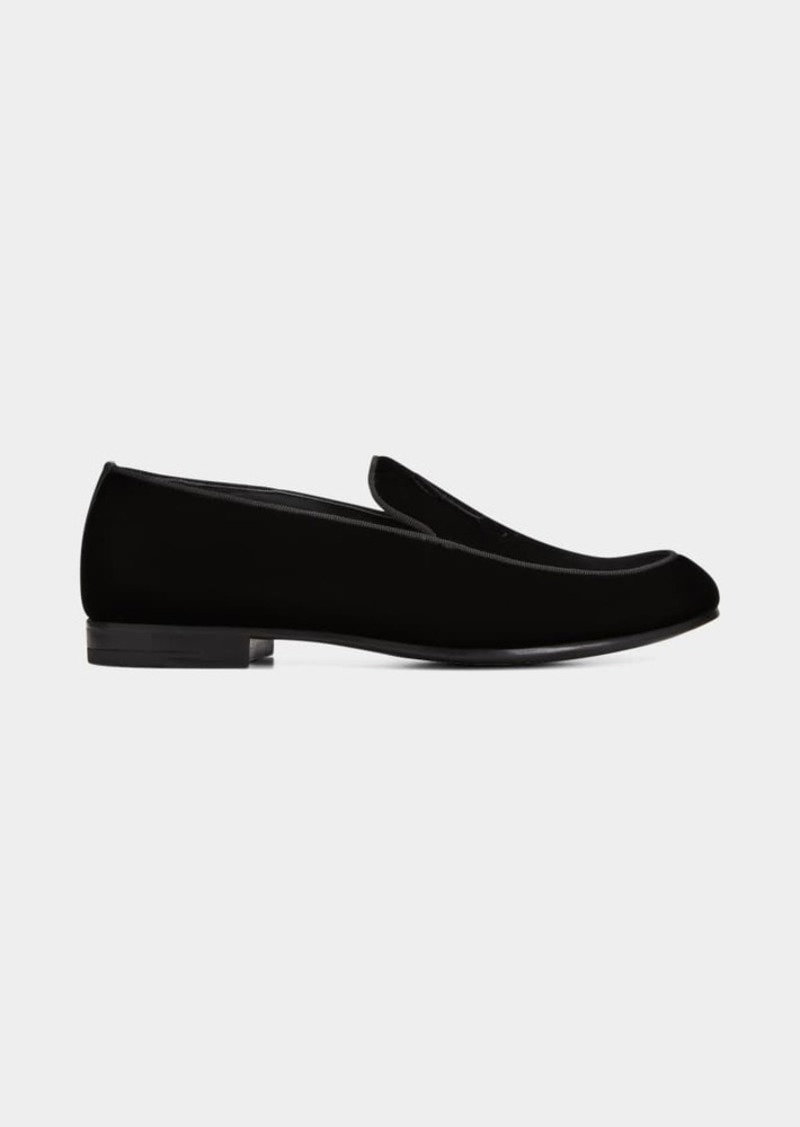 Giorgio Armani Men's Velvet GA-Logo Formal Loafers