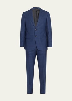 Giorgio Armani Men's Wool-Silk Windowpane Suit
