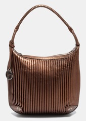 Giorgio Armani Metallic Pleated Leather Hobo