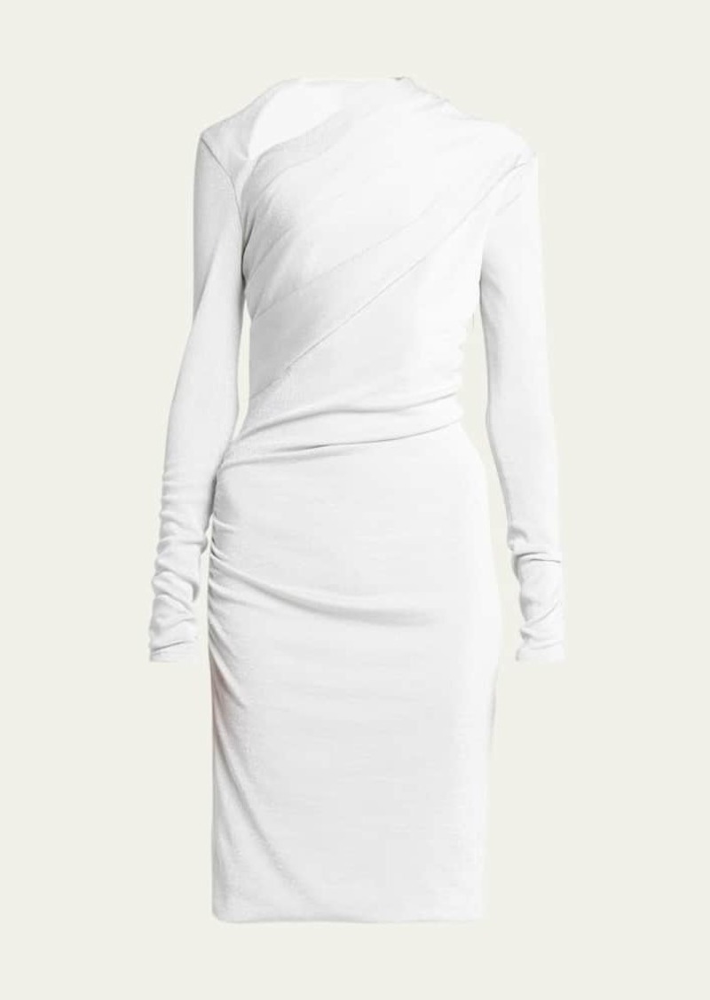Giorgio Armani Metallic Ruched Jersey Mini Dress