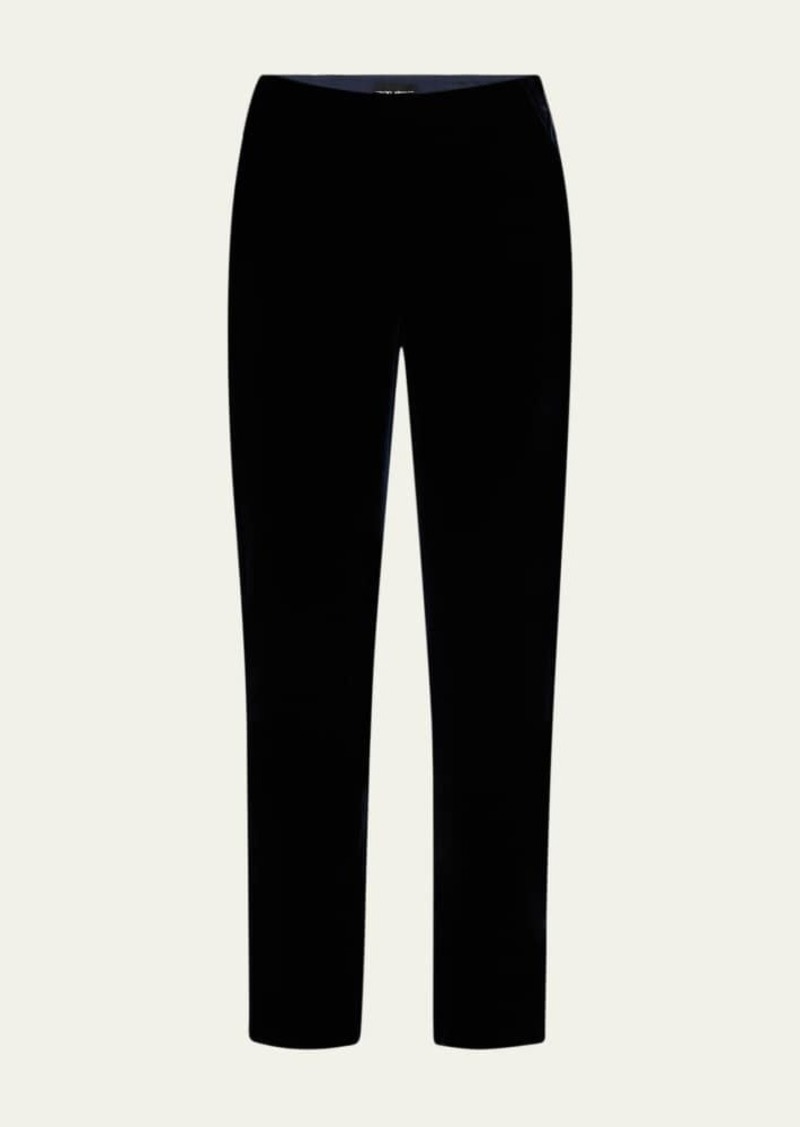 Giorgio Armani Mid-Rise Slim-Leg Velvet Trousers