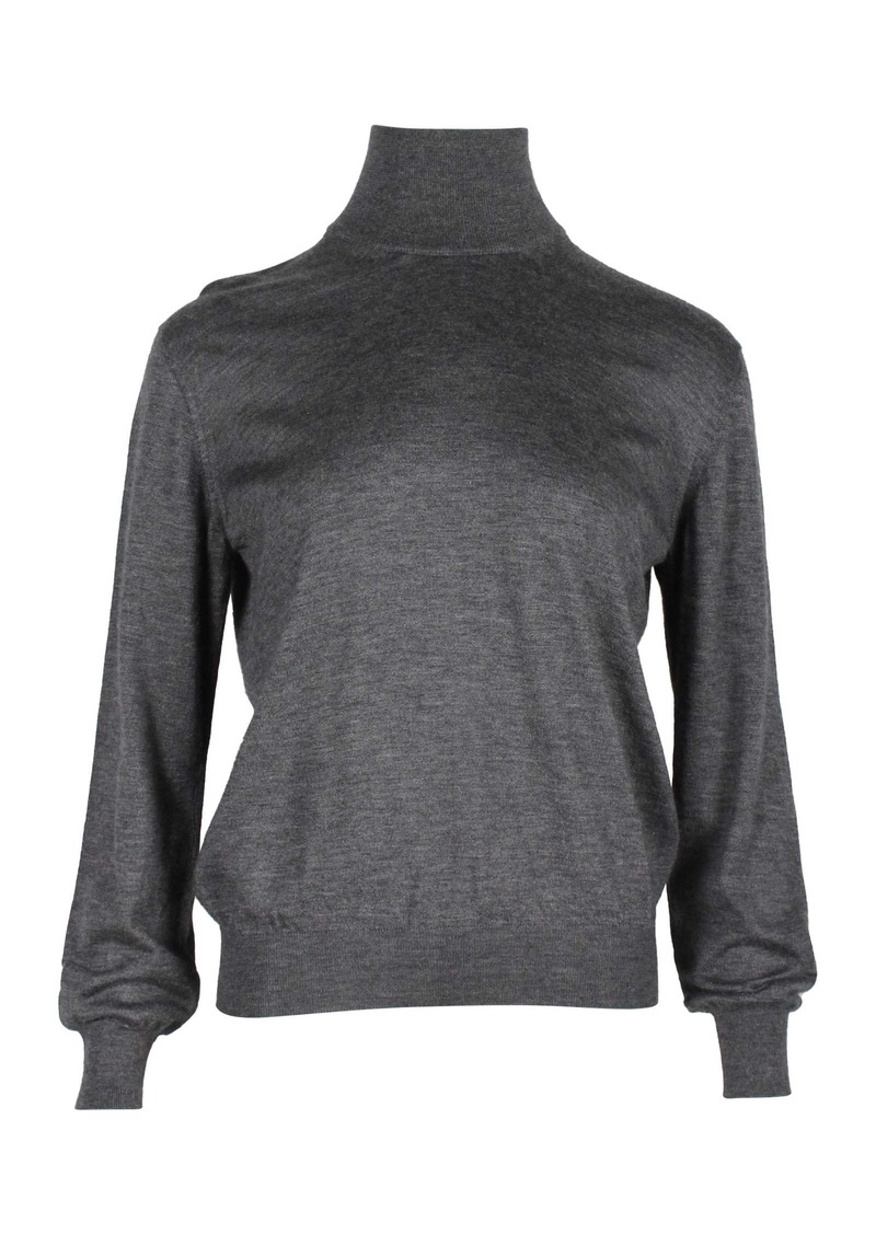 Giorgio Armani Mock Neck Sweater in Grey Cashmere