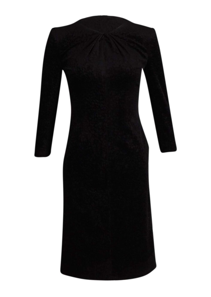 Giorgio Armani Quarter-Sleeve Midi Dress in Black Cotton Velvet