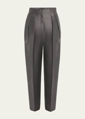Giorgio Armani Shantung Silk Pleated Straight-Leg Trousers