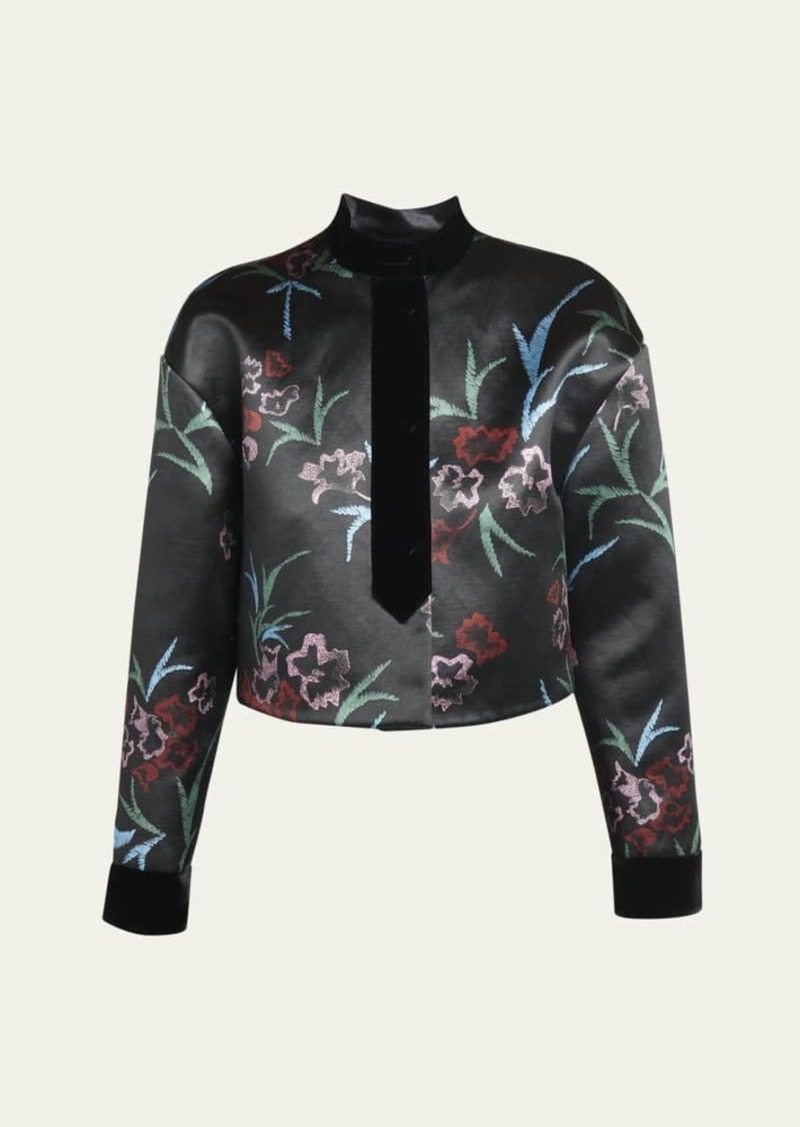 Giorgio Armani Silk-Blend Floral Shirt Jacket