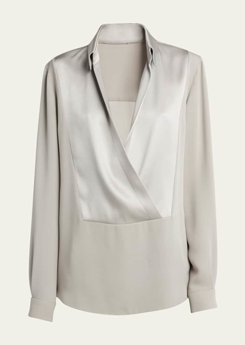 Giorgio Armani Silk Georgette Wrap Blouse