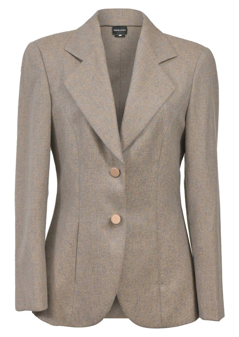 Giorgio Armani Single-Breasted Blazer in Beige Cashmere