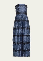 Giorgio Armani Strapless Geometric Fringe Effect Gown