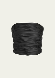 Giorgio Armani Strapless Ruched Bustier Silk Top