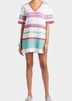 Giorgio Armani Striped Crochet Mini T-Shirt Dress