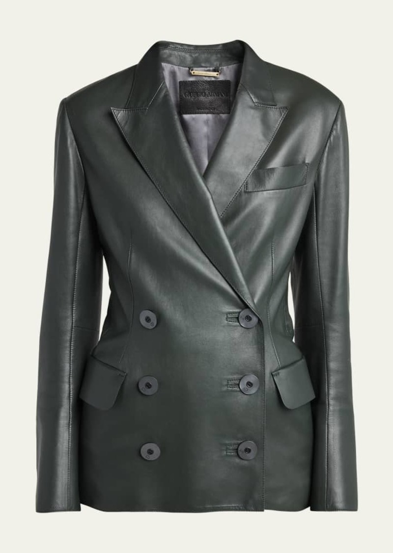 Giorgio Armani Tailored Leather Blazer Jacket