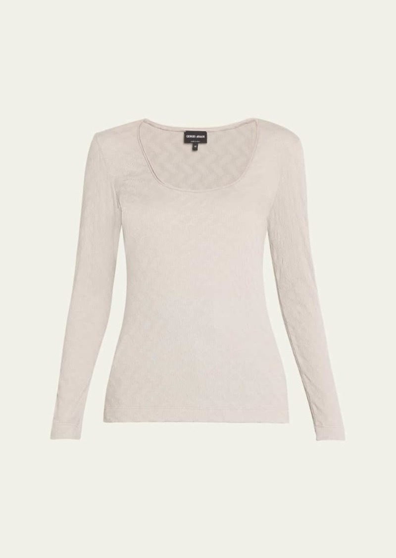 Giorgio Armani Textured Jersey Cashmere Top