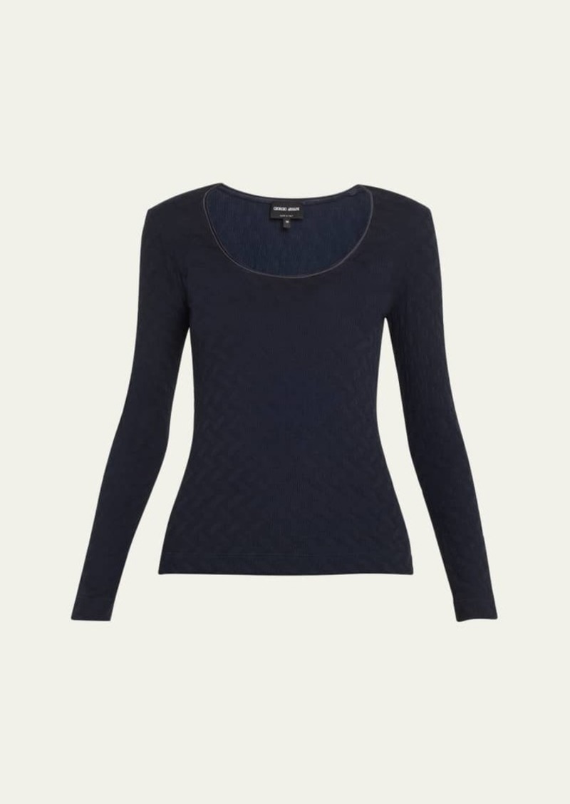 Giorgio Armani Textured Jersey Long-Sleeve Tee