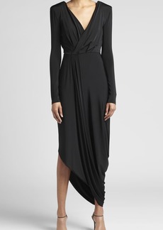 Giorgio Armani V-Neck Draped Jersey Maxi Dress