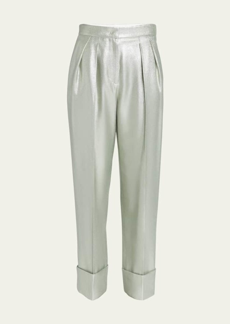 Giorgio Armani Viscose Textured Lurex Cuffed Trousers