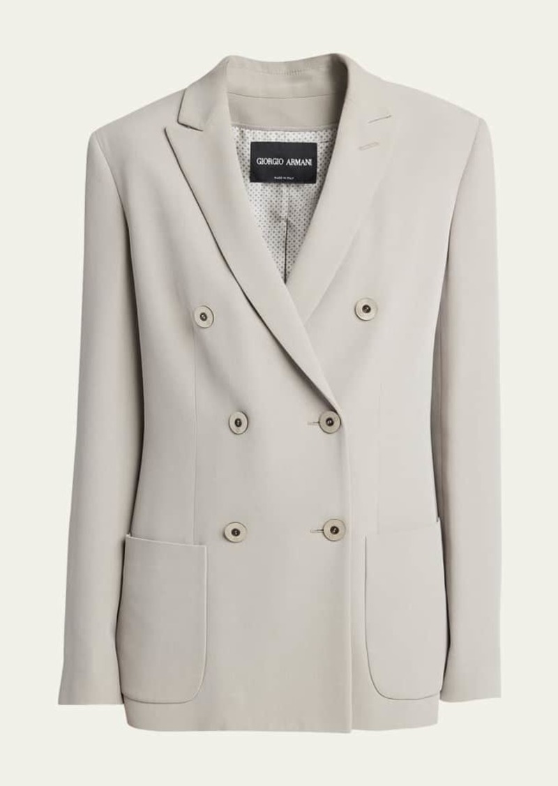 Giorgio Armani Washed Silk Double-Breasted Blazer Jacket