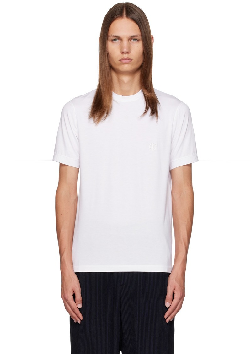 Giorgio Armani White Embroidered T-Shirt