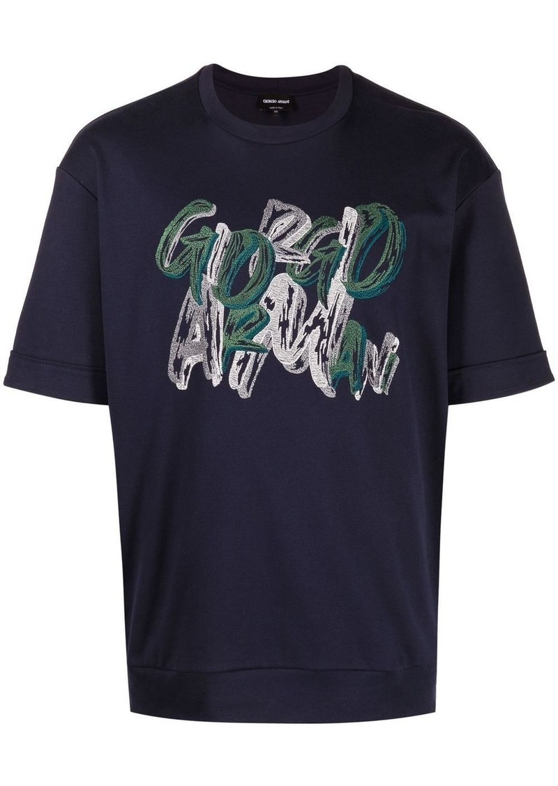 Armani graphic logo-print cotton T-shirt