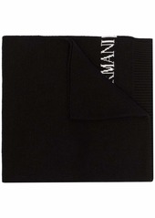 Armani intarsia-knit logo scarf