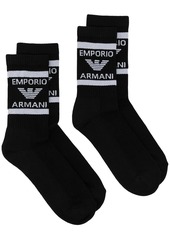 Armani intarsia-knit logo socks (set of two)