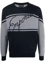 Armani jacquard-logo knitted sweatshirt