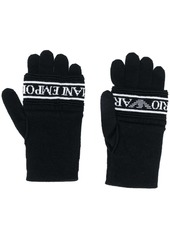 Armani knitted logo gloves