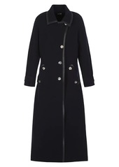 Armani Leather-Trimmed Cardigan Coat