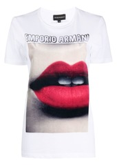 Armani lips print round neck T-shirt