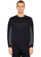 Armani Logo Embroidered Cotton Blend Sweatshirt
