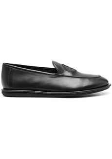 Armani logo-embroidered leather loafers