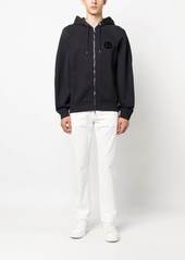 Armani logo-embroidered zip-up hoodie