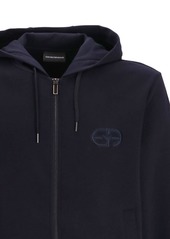 Armani logo-embroidered zipped hoodie