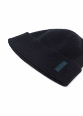 Armani logo-patch cashmere-knit beanie