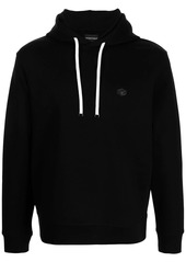 Armani logo-patch cotton-blend hoodie
