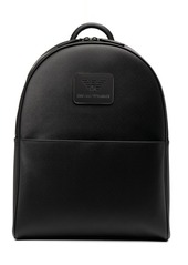 Armani logo-patch faux-leather backpack