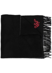 Armani logo-patch fringed scarf