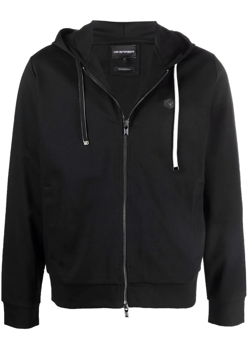 Armani logo-patch zip-up hoodie