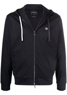 Armani logo-patch zip-up hoodie