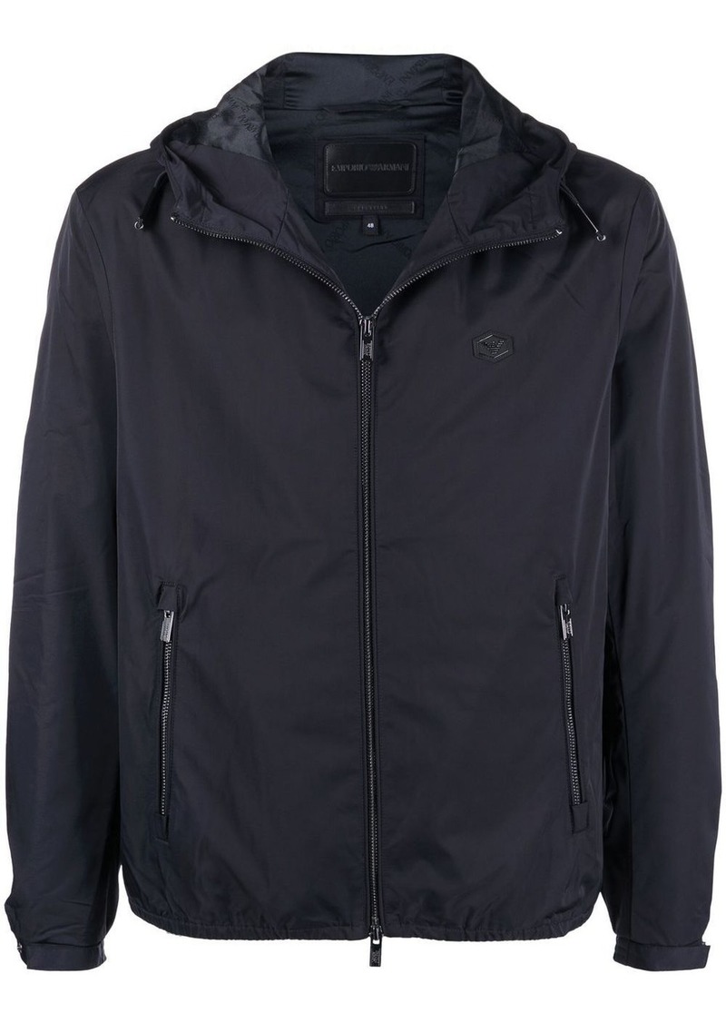 Armani logo-patch zip-up lightweight jacket