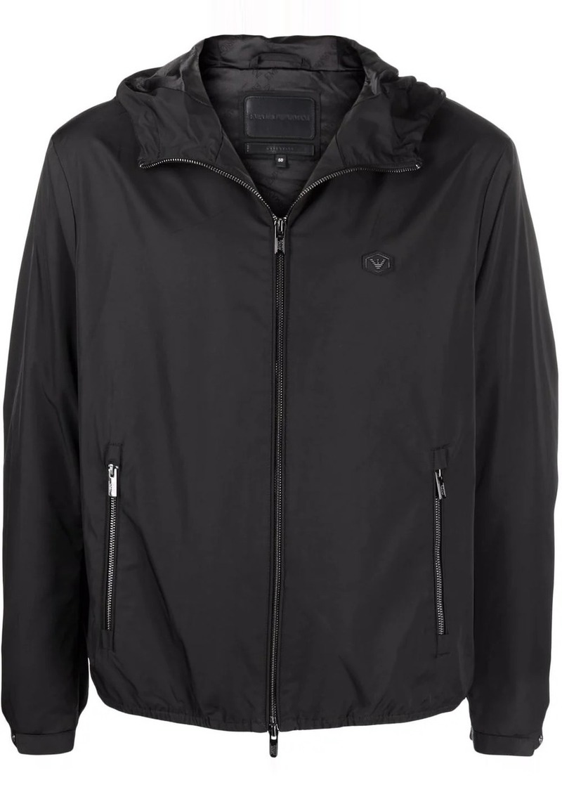 Armani logo-patch zip-up lightweight jacket