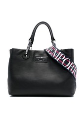 Armani logo-plaque leather tote bag