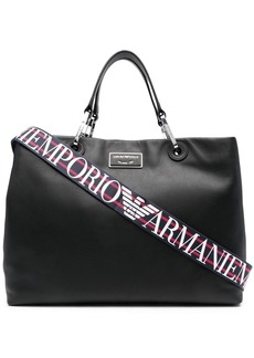 Armani logo-plaque leather tote bag