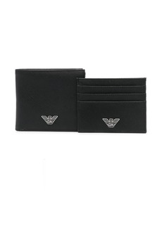 Armani logo-plaque wallet set