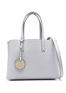 Armani logo-stamp grained tote bag