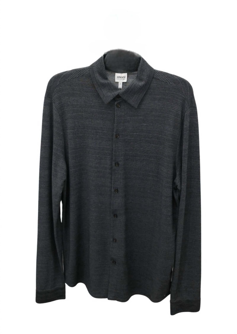 Armani Long Sleeve Button Down Shirt In Grey