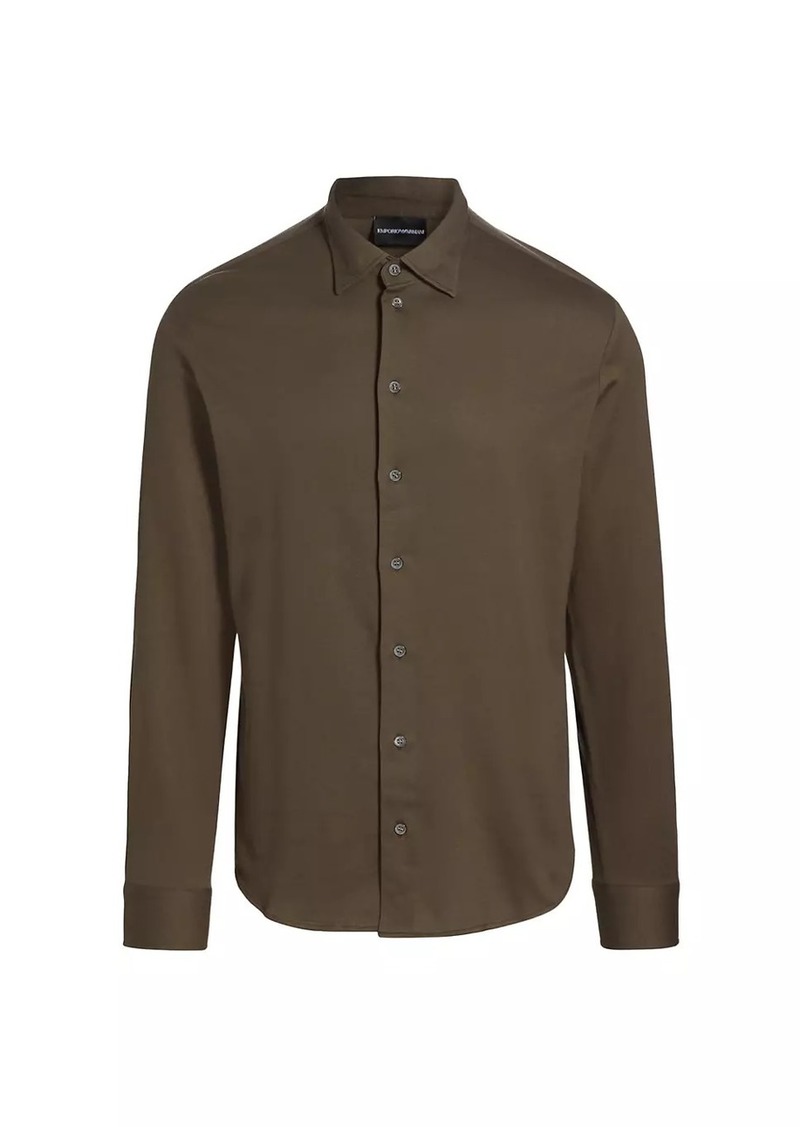 Armani Melange Solid Cotton Shirt