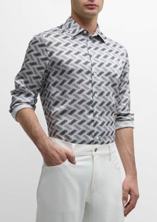 Armani Men's Geometric-Print Sport Shirt